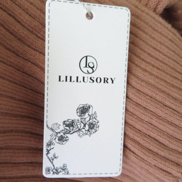 New Lillusory Womens Ribbed Knit Turtleneck Sweater Medium Camel Brown - Picture 7 of 13